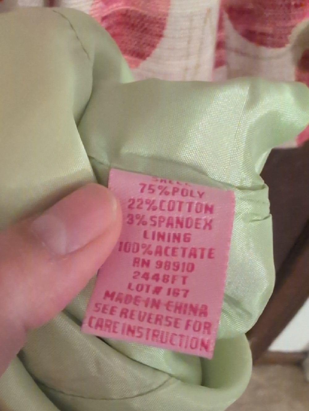 Cream Trench Coat with Pink Floral Jacquard Preppy Size 8 - Picture 6 of 6